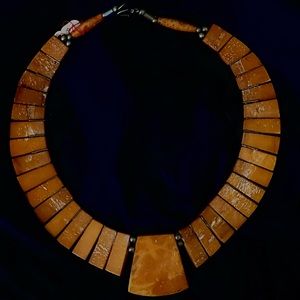 Stunning warm and natural authentic stone handcrafted necklace. One of a kind.